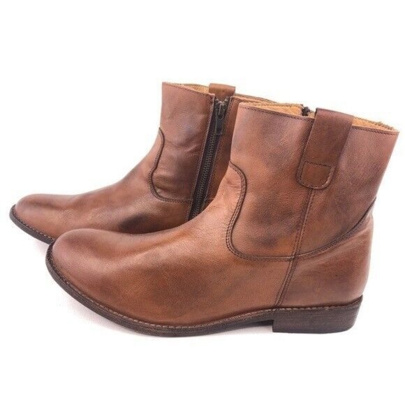 Bed Stu Rustic Brown Leather Zip Ankle Boots 11 - Picture 3 of 13